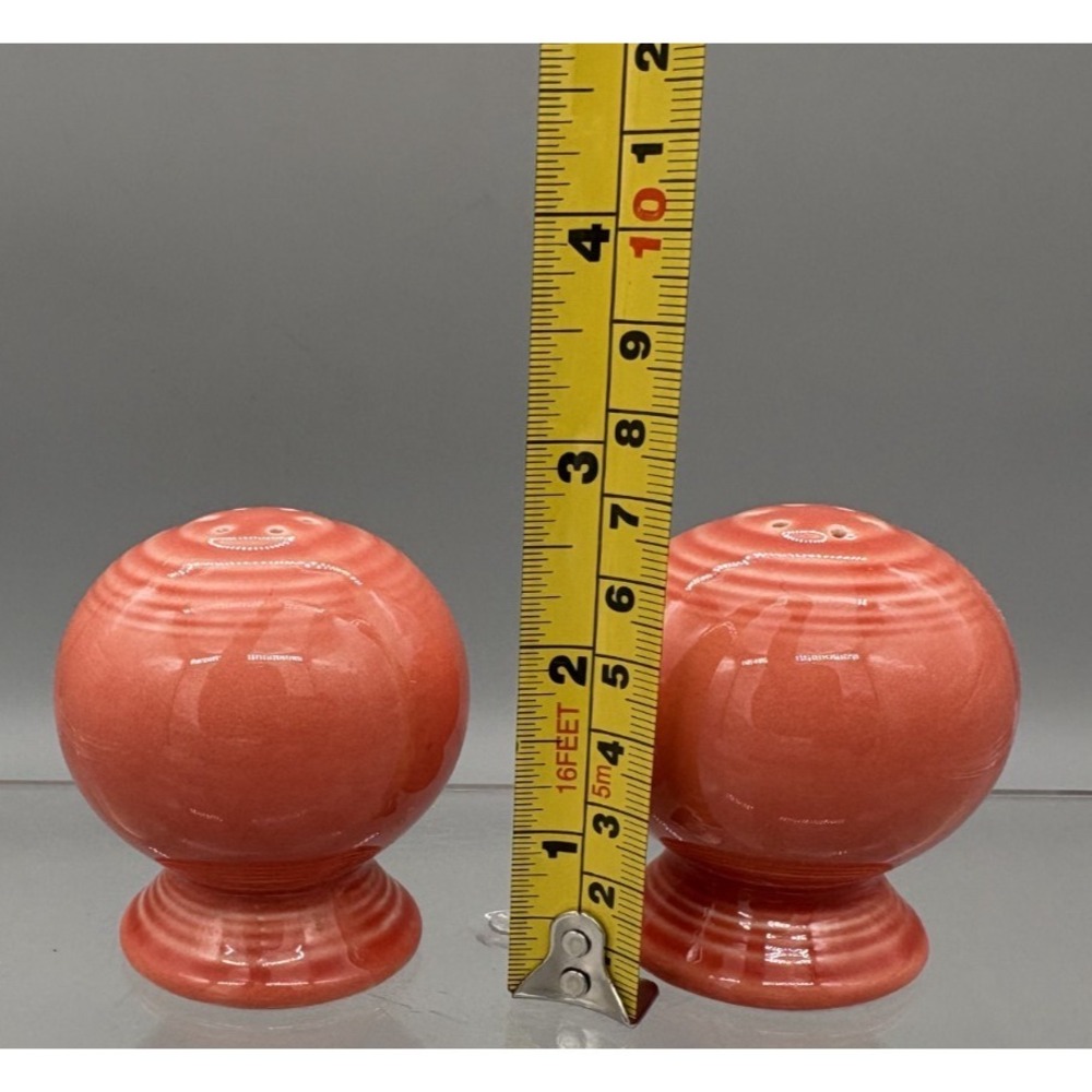 Homer Laughlin Fiesta Persimmon Salt + Pepper Shaker Set Retired Made in USA - Picture 3 of 5